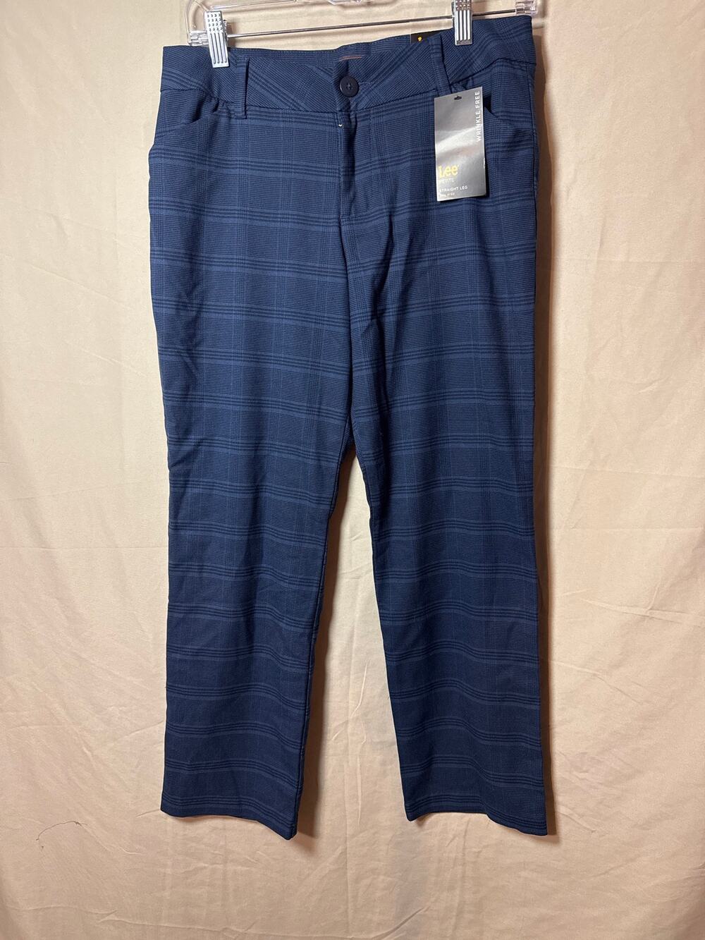 Lee Blue Plaid Wide Leg Trousers Size 2S Petite NWT Zip Fly Patterned Pants